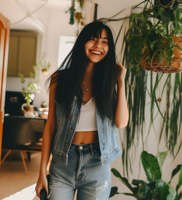 Cheerful Fashionista with a Denim Flair 2